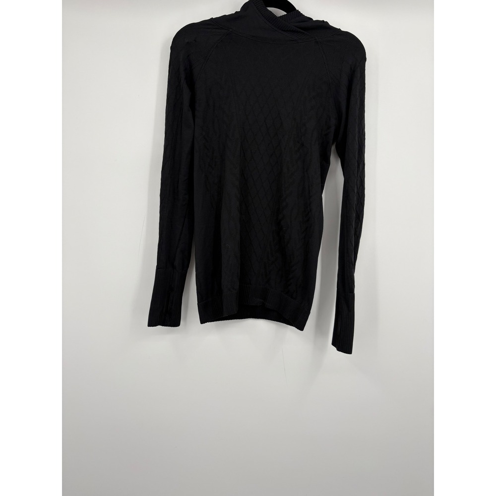 Lululemon Black Diamond Knit Hoodie Thumbholes rest less  Workout Top Size 6